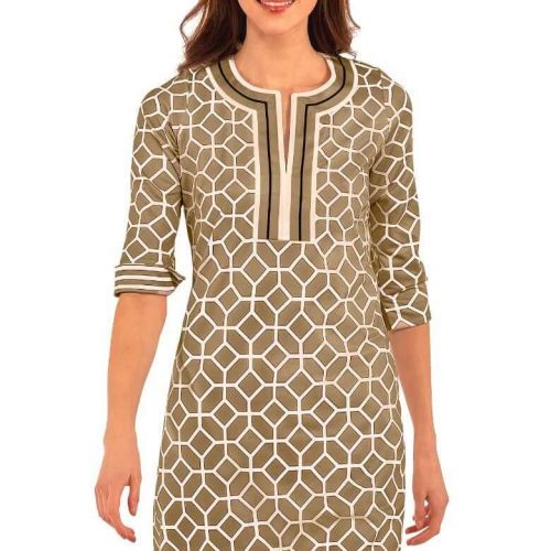 Jersey Split Neck Dress - Lucy In The Sky With Diamonds Khaki