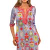 Split Neck Dress - Siena Periwinkle