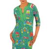 Jersey Split Neck Dress - Palanquin Party - Final Sale Turquoise