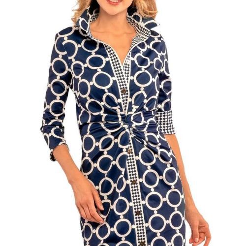 Twist & Shout Dress - Dip & Dot Navy White