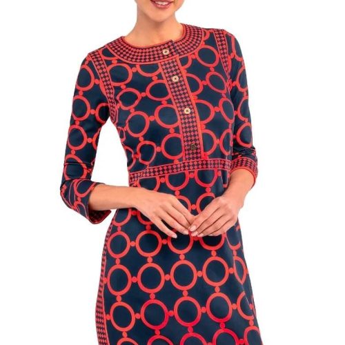 Trimmed Up Dress - Dip & Dot Navy Red