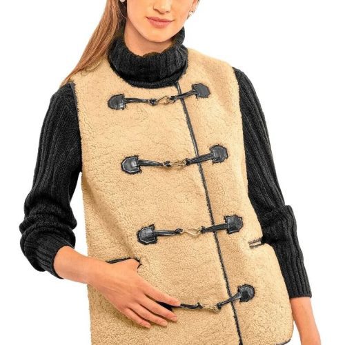 Shearling Boxy Vest Khaki