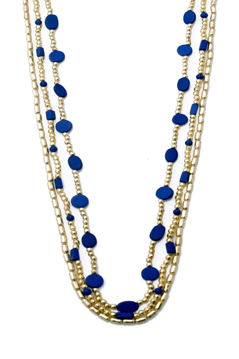 "The Trio" Necklace Lapis Gold ONE SIZE