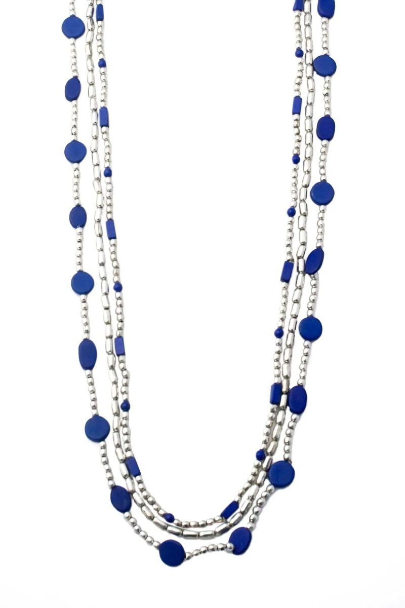 "The Trio" Necklace Lapis Silver ONE SIZE