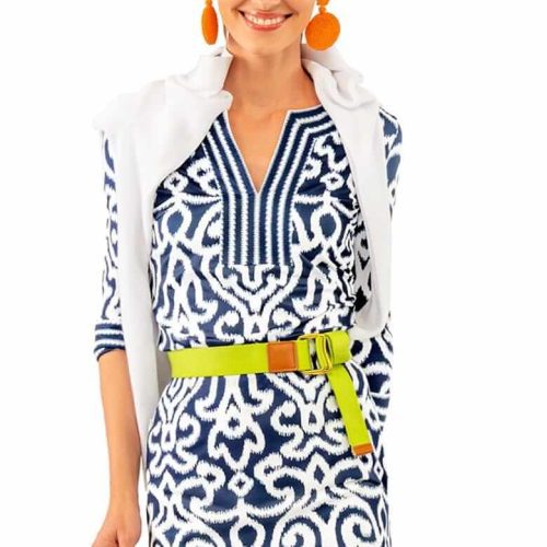 Jersey Split Neck Tunic - Arabesque Navy