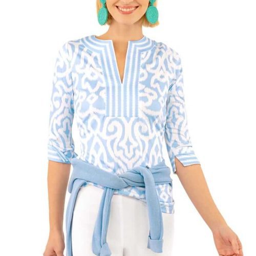 Jersey Split Neck Tunic - Arabesque Periwinkle