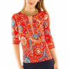 Jersey Split Neck Tunic - Magic Carpet - Final Sale Red Multi