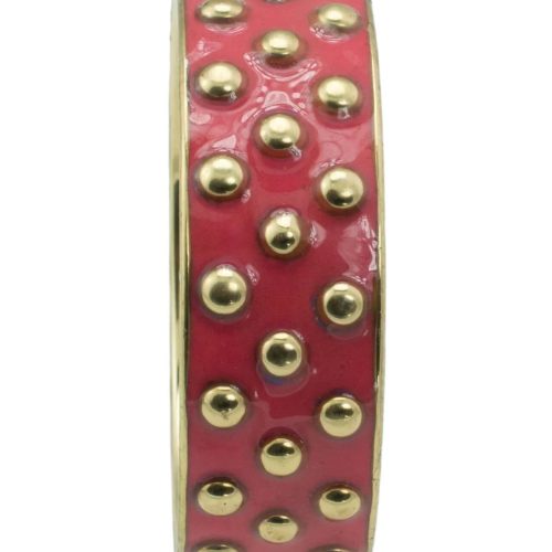 "Stud Muffin" Enameled Brass Bangle Bracelet Fuchsia ONE SIZE