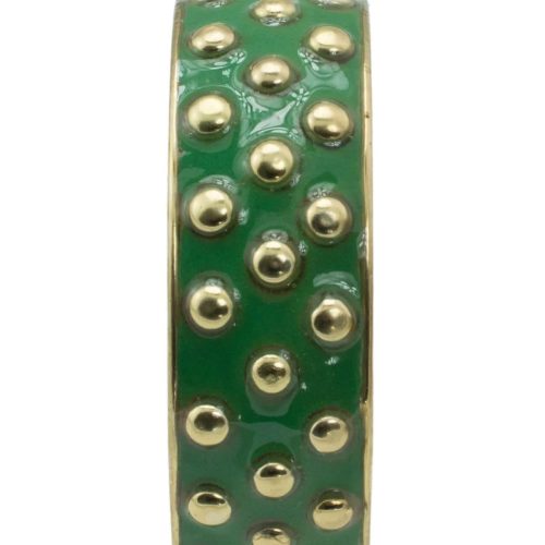 "Stud Muffin" Enameled Brass Bangle Bracelet Green ONE SIZE