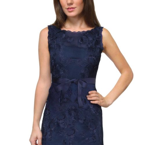 Organdy Embroidered Dress - Flower Lace Navy