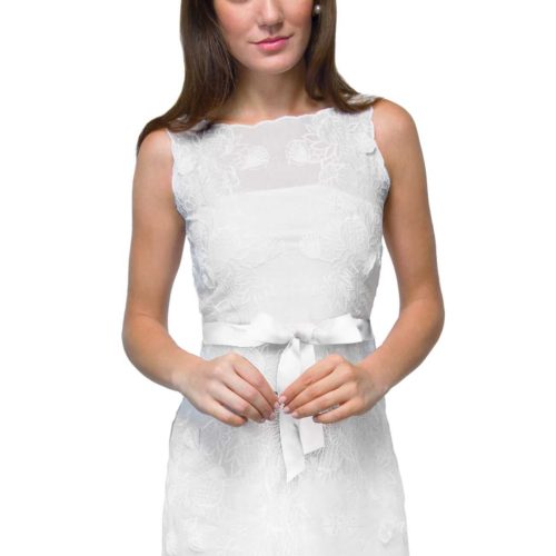 Organdy Embroidered Dress - Flower Lace White