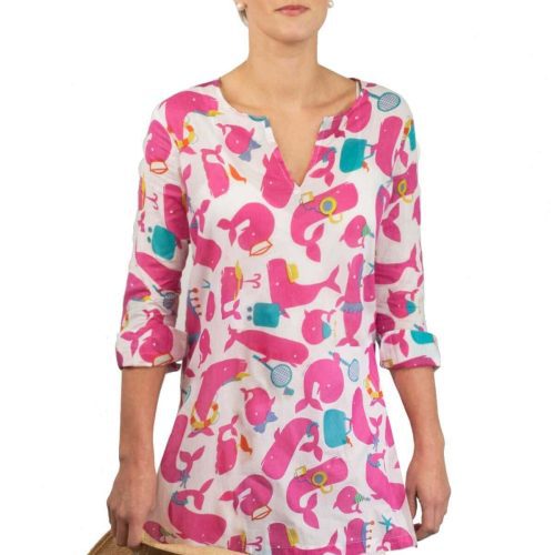 Mommy Cotton Tunic - Whale Watch - Final Sale Whale Watch Pink