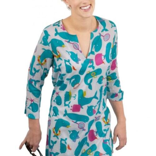 Mommy Cotton Tunic - Whale Watch - Final Sale Whale Watch Turq