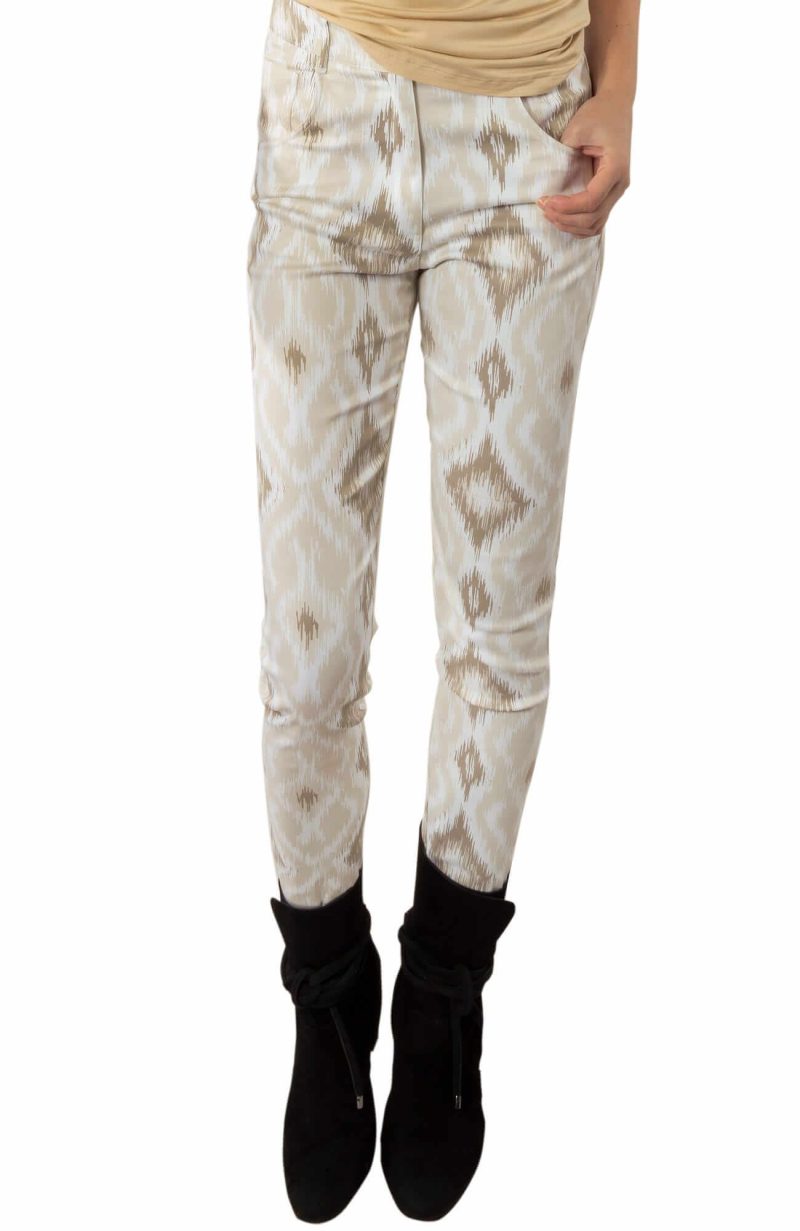 GripeLess Cotton Spandex Jeans - Kitt Ikat - Final Sale Khaki