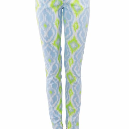 GripeLess Cotton Spandex Jeans - Kitt Ikat - Final Sale Periwinkle Lime