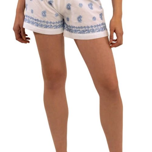 Dynasty Hand Embroidered Shorts - Final Sale Periwinkle