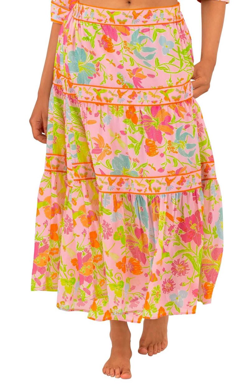 Impanema Long Skirt - Birds & Bees Pale Pink