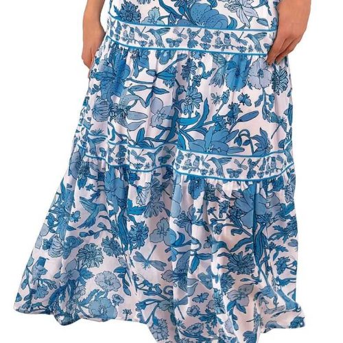 Impanema Long Skirt - Birds & Bees Blues