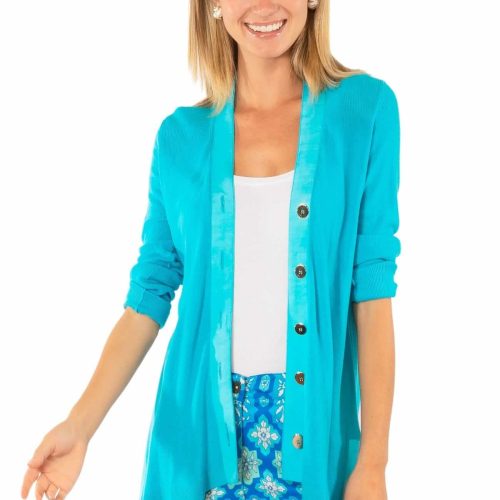 Grosgrain Heaven Cardigan Turquoise