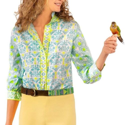 Cotton Boyfriend Shirt - East India - Final Sale Turq Lime