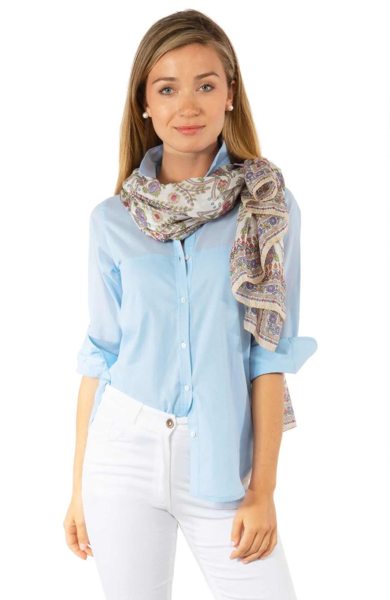 Cotton Shirt - Sleek Voile Pale Blue