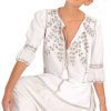 Hand Embroidered Cleopatra Tunic - La Di Da White Silver