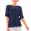 Daisy Embroidered Eyelet Top - Final Sale Navy