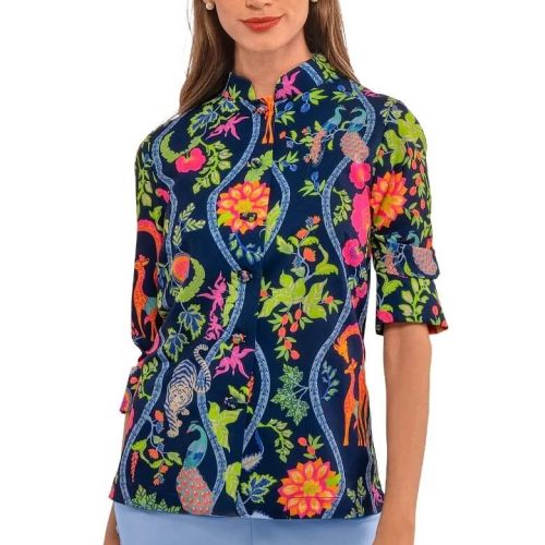 Forget Me Knot Top - Jungle Symphony Navy