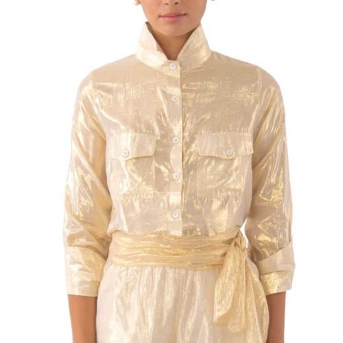 Metallic Flap Blouse - Glinda Lurex - Final Sale Gold