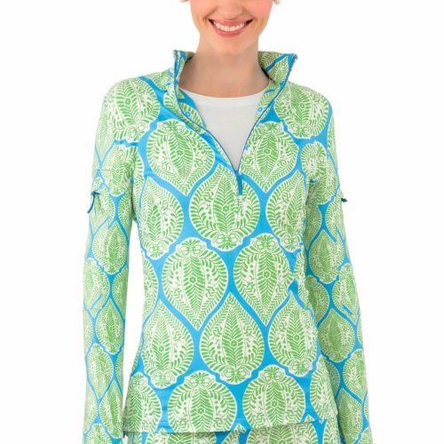 Half-Zip Pullover - Indian Summer Blue Green