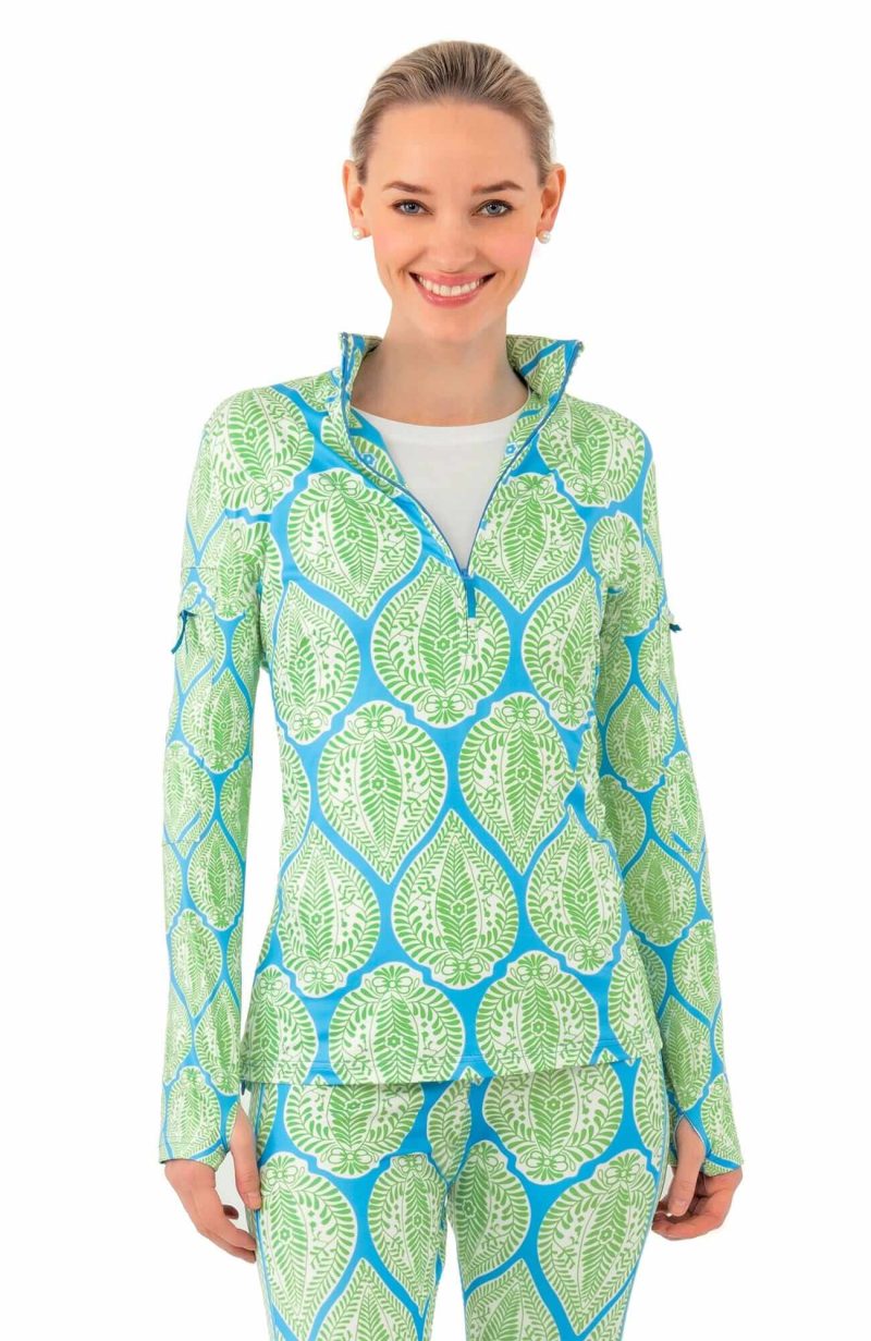 Half-Zip Pullover - Indian Summer Blue Green