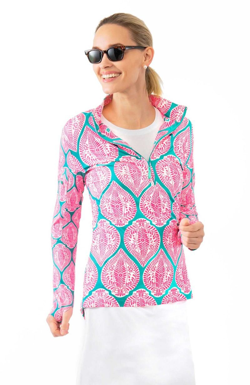 Half-Zip Pullover - Indian Summer Turq Pink