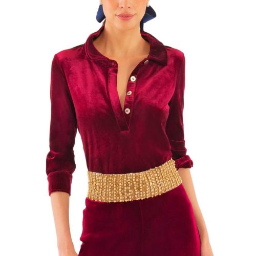 Pop Over Top - Silky Velvet - Final Sale Burgandy