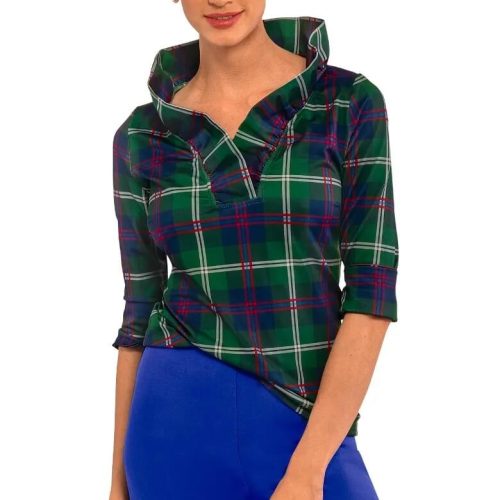 Ruffneck Top - Middleton Plaid Green