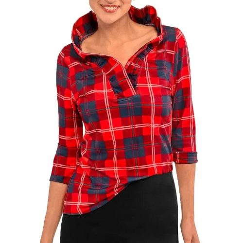 Ruffneck Top - Middleton Plaid Red