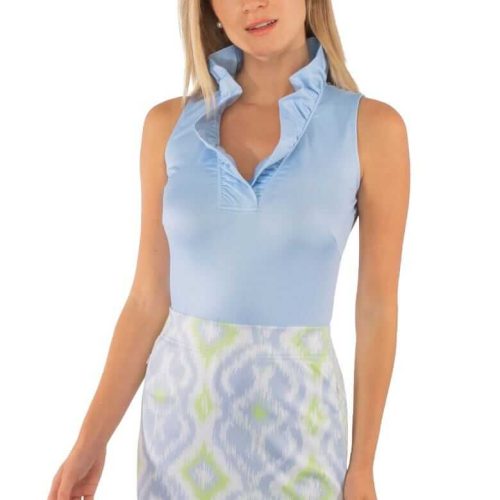 Jersey Sleeveless Ruffneck Top - Solid Periwinkle