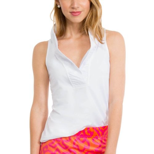 Jersey Sleeveless Ruffneck Top - Solid White