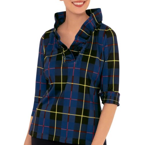 Ruffneck Top - Plaidly Cooper Bluemulti Plaid