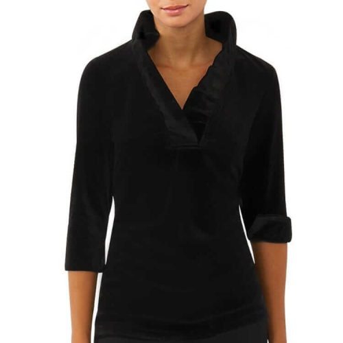 Ruffneck Top - Silky Velvet Black