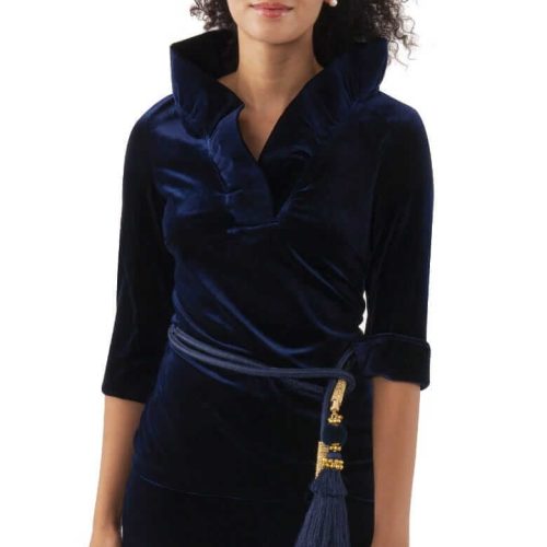 Ruffneck Top - Silky Velvet Navy