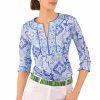 Jersey Split Neck Top - Watteau - Final Sale Blues