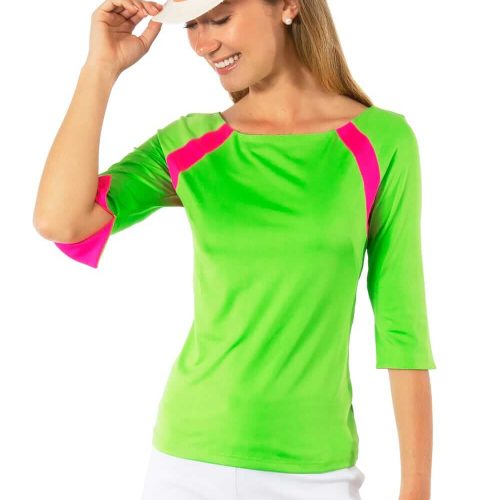 Jersey Tee Topper - Color Block - Final Sale Kelly Pink