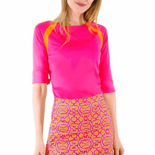 Jersey Tee Topper - Color Block - Final Sale Pink Orange