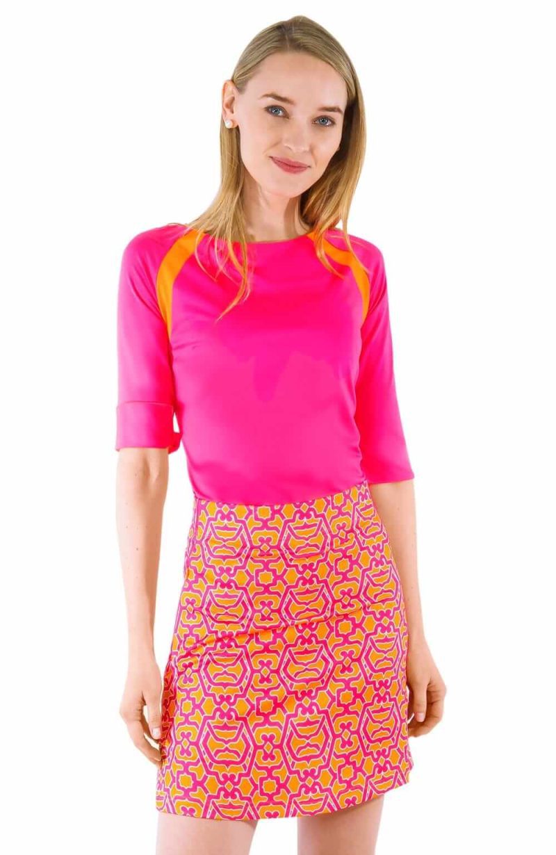 Jersey Tee Topper - Color Block - Final Sale Pink Orange