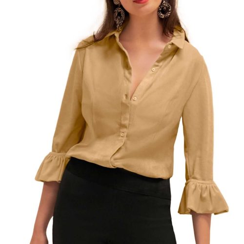 Ultra Suede Priss Blouse - Final Sale Beige