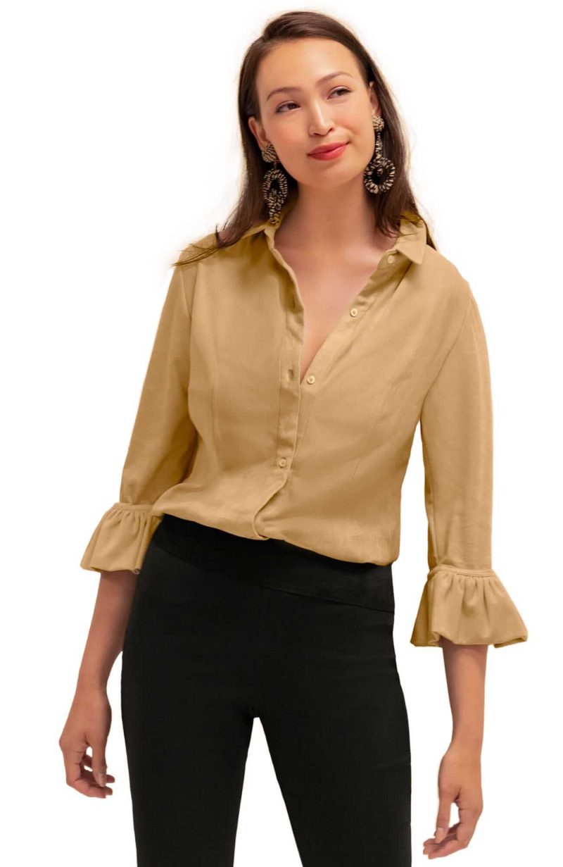 Ultra Suede Priss Blouse - Final Sale Beige