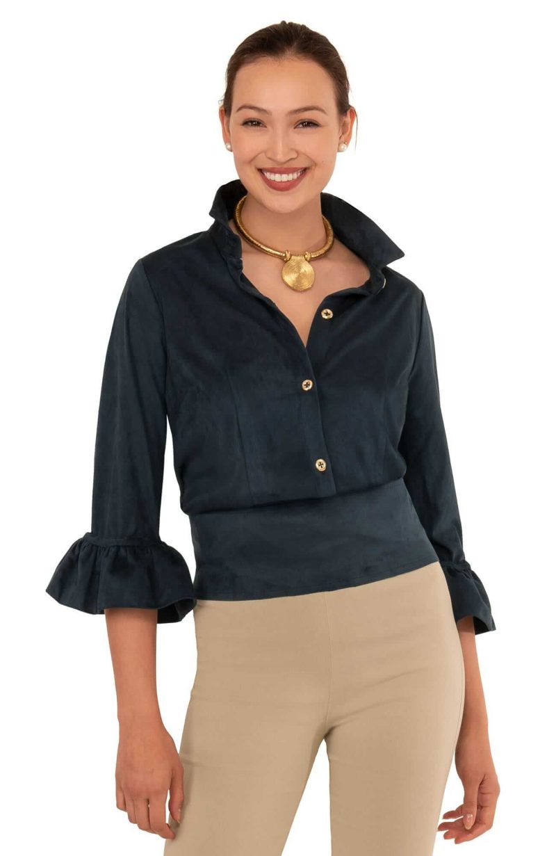 Ultra Suede Priss Blouse - Final Sale Navy