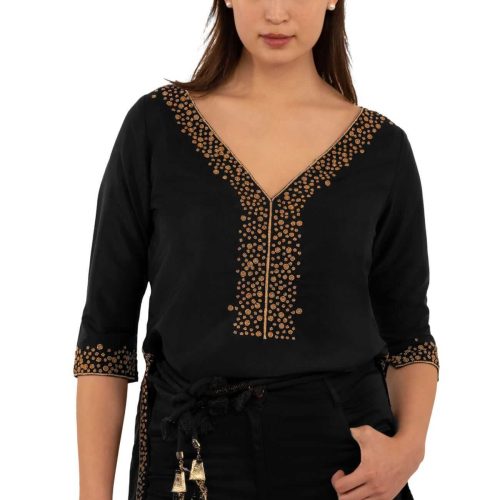 Hand Beaded Tunic - Simply Chic - Final Sale Black