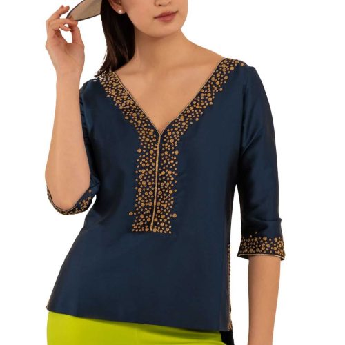 Hand Beaded Tunic - Simply Chic - Final Sale Navy