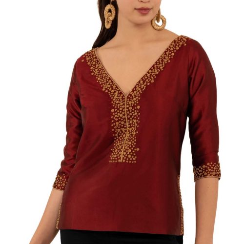 Hand Beaded Tunic - Simply Chic - Final Sale Wine